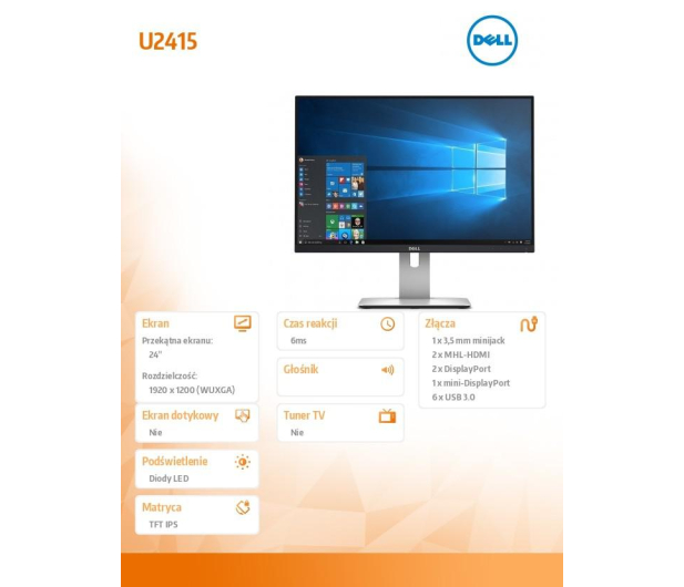 Dell U2415 czarny - 214276 - zdjęcie 2